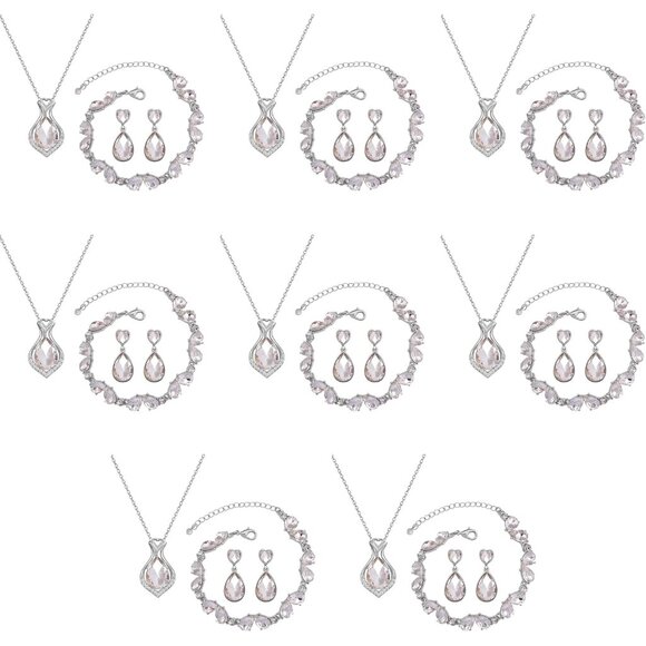 Bridesmaid Jewelry Set for Women Elegant 18K Gold/Silver/Rose Gold Plated Neckl